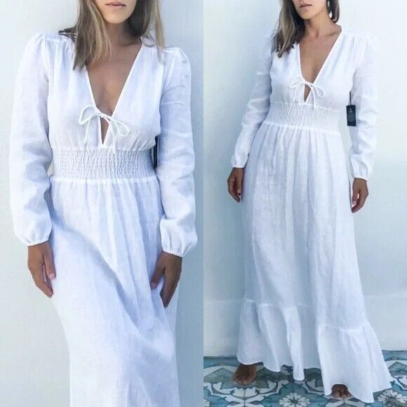 NWT. REFORMATION White Chantal Maxi Dress Sz XS white white - Picture 3 of 7